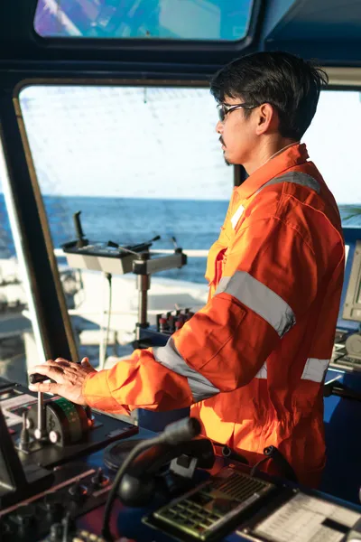 Deck Officer on bridge of vessel