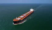 Birdseye view of Anglo Red on sea